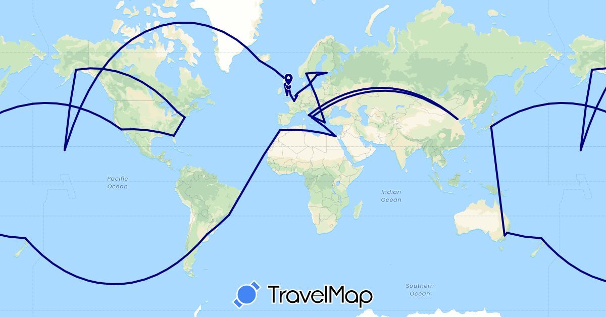 TravelMap itinerary: driving in Argentina, Australia, Belgium, Brazil, Canada, China, Denmark, Egypt, Finland, France, United Kingdom, Greece, Iceland, Italy, Japan, Morocco, Netherlands, Norway, New Zealand, Sweden, United States (Africa, Asia, Europe, North America, Oceania, South America)